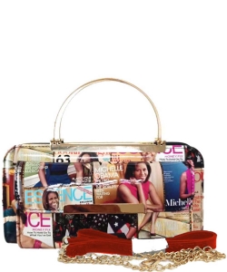 Magazine Cover Collage Clutch Wallet OA038 MULTI RED